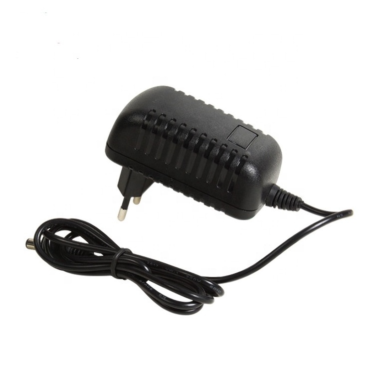 CE RoHS certified EU wall Plug ac dc 12V 2A power adapter with 1.2m dc cable with 5.5*2.5mm center positive