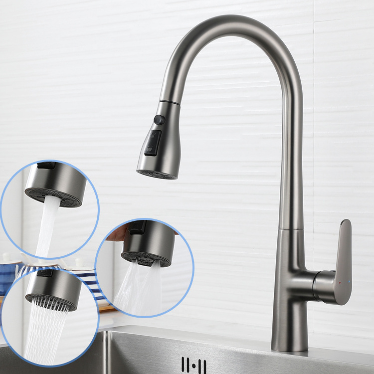 Rotatable Black Pull Out Pull Down Sprayer Sink Tap Kitchen Stainless Steel Wall Mount Kitchen Faucet