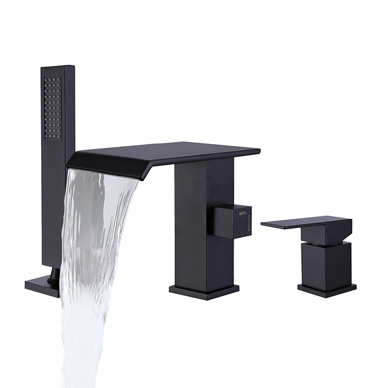 Amazon Hot sell 2024 high quality Hotel Bathroom Waterfall Black Bathtub Faucet Bath & Shower Faucets for home hotel bathroom