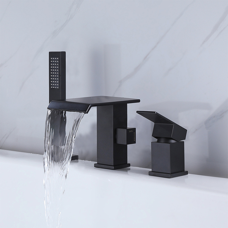 Amazon Hot sell 2024 high quality Hotel Bathroom Waterfall Black Bathtub Faucet Bath & Shower Faucets for home hotel bathroom