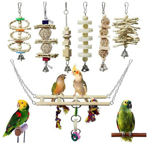 Wholesale Hanging Cage Swing Bird Accessories Parrot Cage Toys Bird Swing Toys Bells