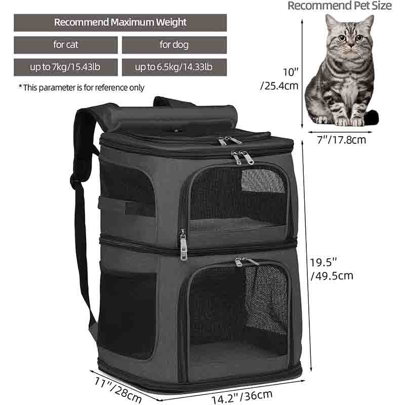 OEM Mesh Breathable Foldable Cat Backpack double Carrier for Small Dogs Cats Pet Travel Bag