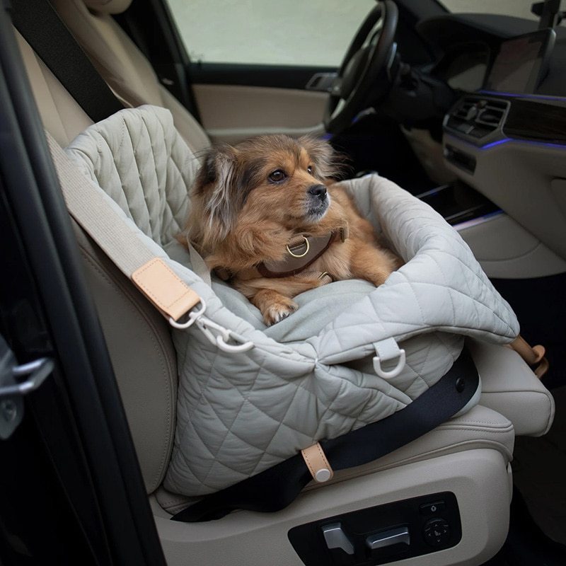 OEM/ODM Pet Travel Look Out Car Booster Seat Cat Portable Breathable Bag with Seat Belt Safety Stable Travel Cage Dog Carrier