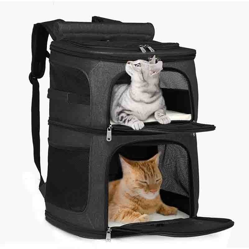 OEM Mesh Breathable Foldable Cat Backpack double Carrier for Small Dogs Cats Pet Travel Bag