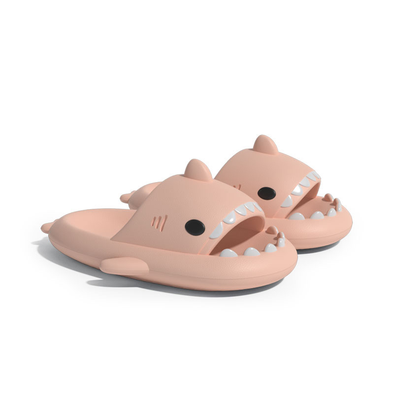 Cartoon Shark Soft Thick Sole Bottom Slippers For Women And Men Couple Non-slip Home Bathroom Slides Outdoor Flip Flops