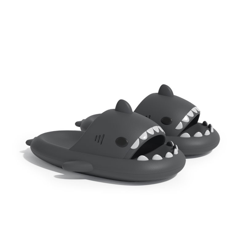 Cartoon Shark Soft Thick Sole Bottom Slippers For Women And Men Couple Non-slip Home Bathroom Slides Outdoor Flip Flops