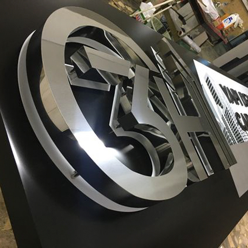 xizheng Customized silver Stainless Steel Channel Letter Sign  3d Metal Name for company school restertuant