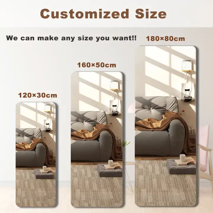 Hot Selling Flexible Acrylic Plastic Mirror Sheets Wall Stickers Glass Full Length Frameless Full Body Mirror Tiles For Bedroom