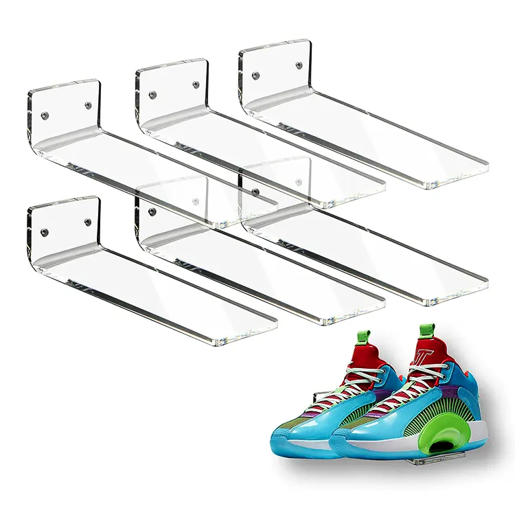 Acrylic Floating Shoe Rack Wall Mount Display Shoe Rack Transparent Storage Rack For Showcase Sneaker Collection Or Shoes