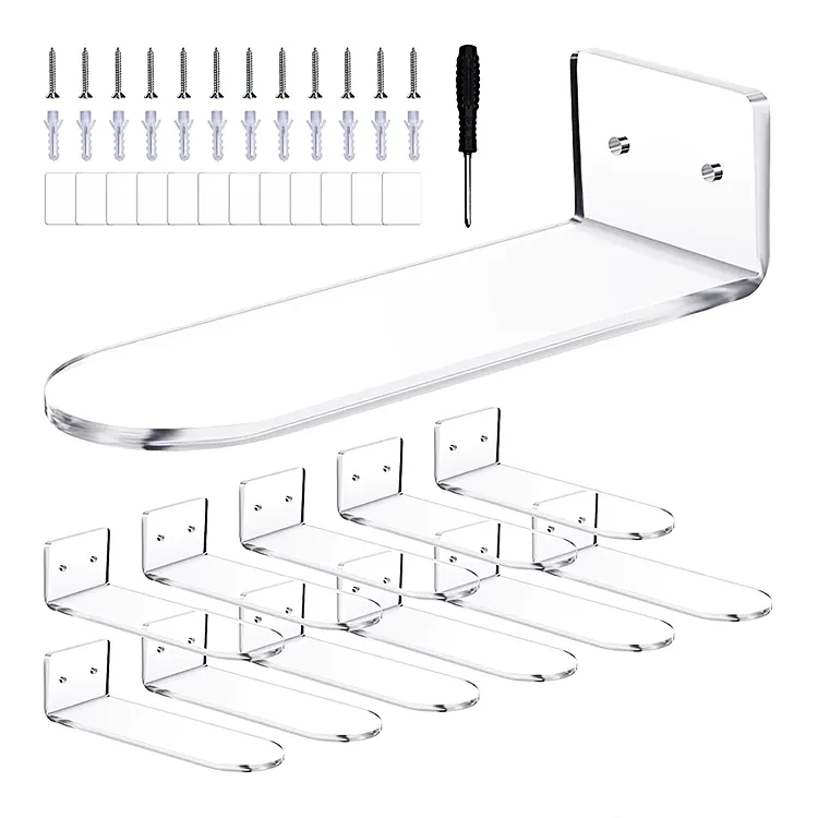 6pack Wall Mount Clear Floating Shoe Display Shelf Acrylic Shoe Racks Stand Storage Organizer For Shop Store Display