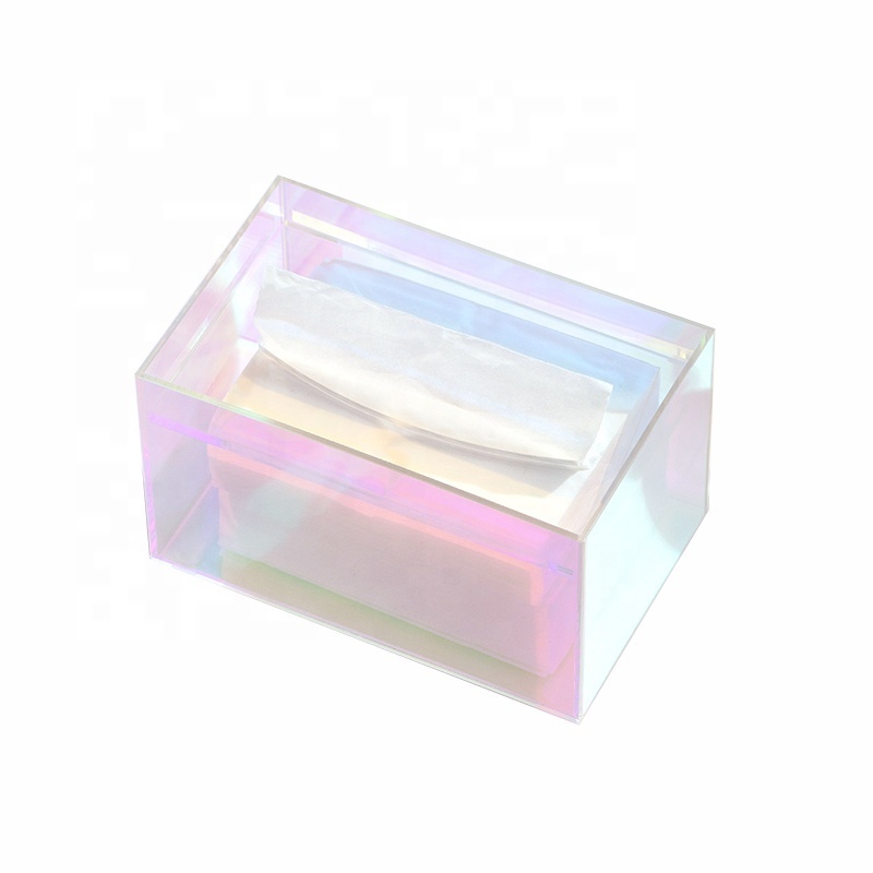 Northern Europe Iridescent Acrylic Facial Tissue Dispenser Box Acrylic Glass Paper Tissue Box