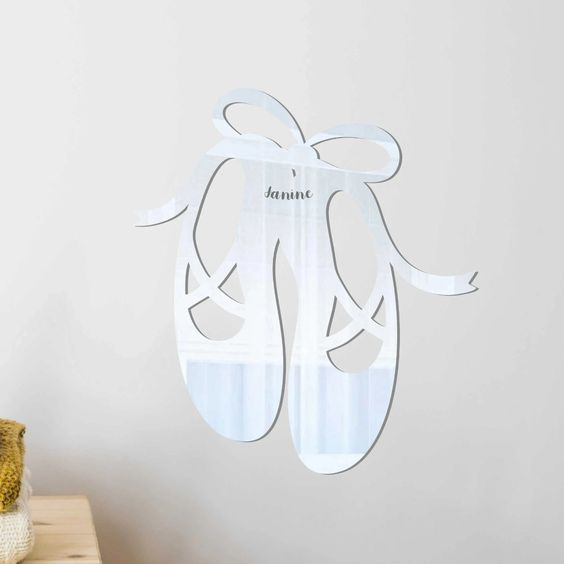 Girls Room Decor Acrylic Ballet Shoes Mirror Wall Decor Ballerina Shoes Mirror