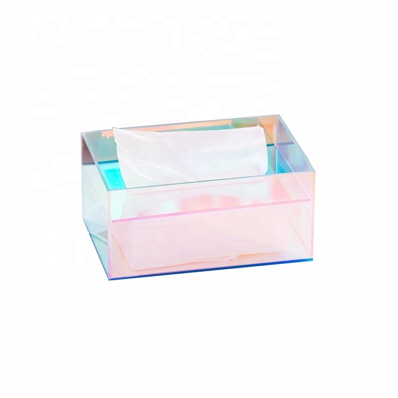 Northern Europe Iridescent Acrylic Facial Tissue Dispenser Box Acrylic Glass Paper Tissue Box