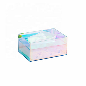 Northern Europe Iridescent Acrylic Facial Tissue Dispenser Box Acrylic Glass Paper Tissue Box