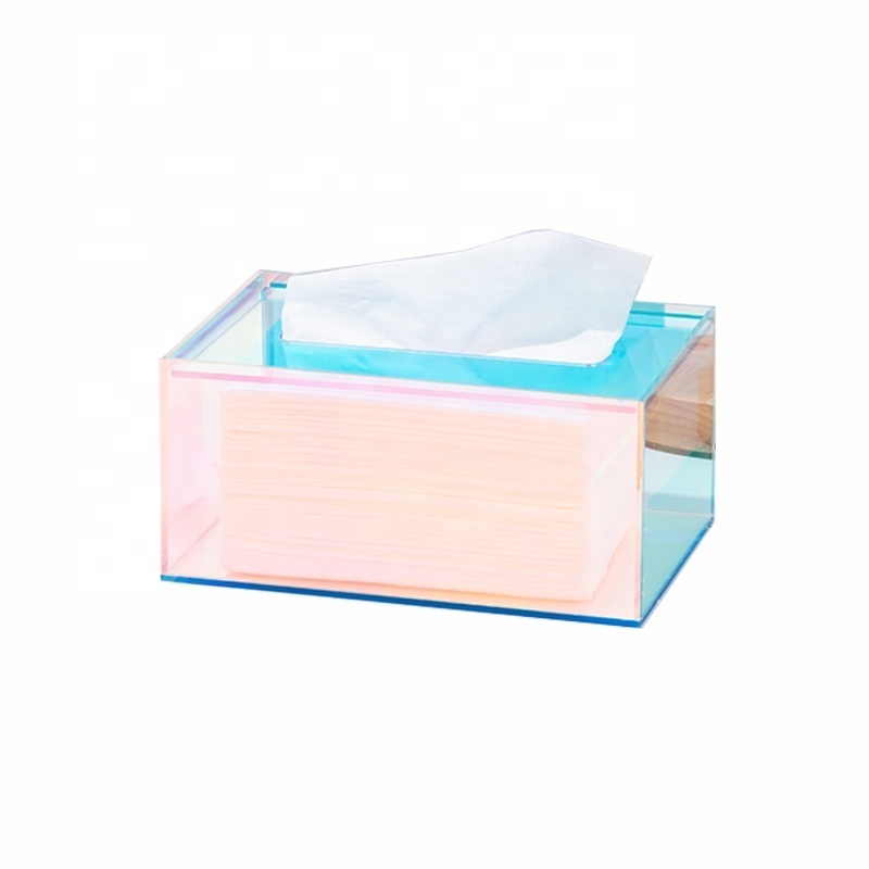 Northern Europe Iridescent Acrylic Facial Tissue Dispenser Box Acrylic Glass Paper Tissue Box