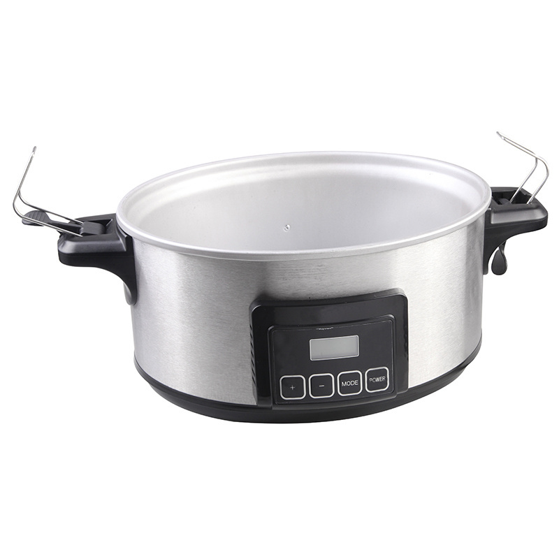 XJ-22821 6L electric stainless steel timer slow cooker with LCD digital display