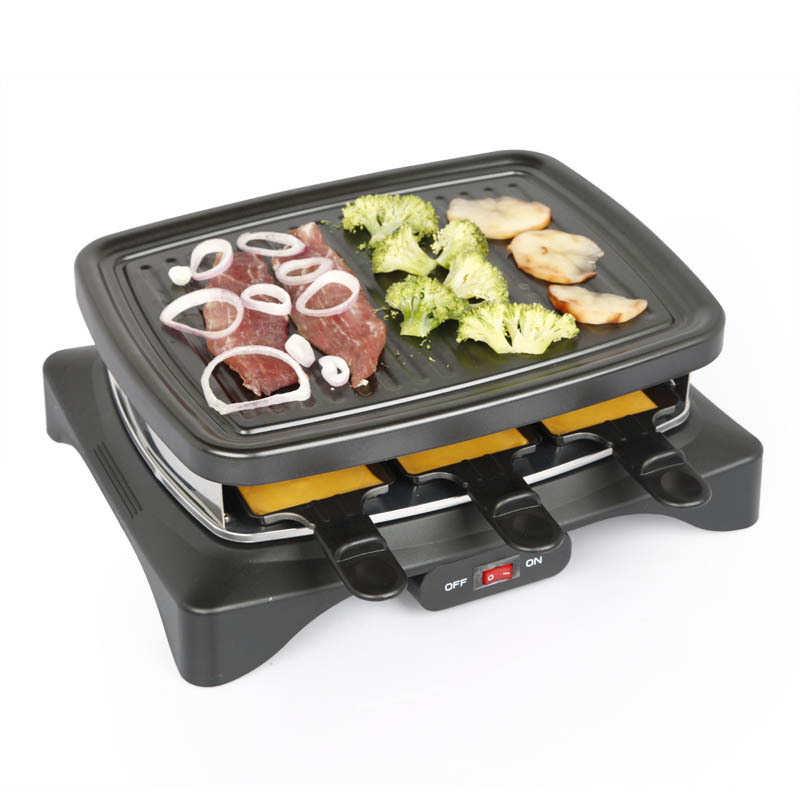 Home electric mini grill  electric ceramic glass raclette grill for 6-person