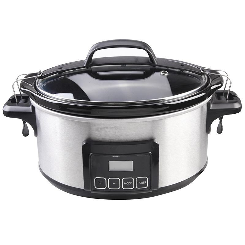 XJ-22821 6L electric stainless steel timer slow cooker with LCD digital display