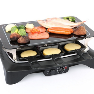 Home electric mini grill  electric ceramic glass raclette grill for 6-person