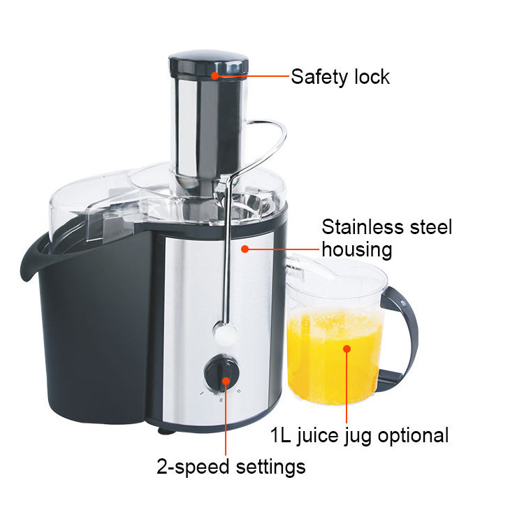 Housing Fruit Blender Juicer Extractor Stainless Steel with Low Noise for Family 2-speed Settings 1L Electric Package Box 700