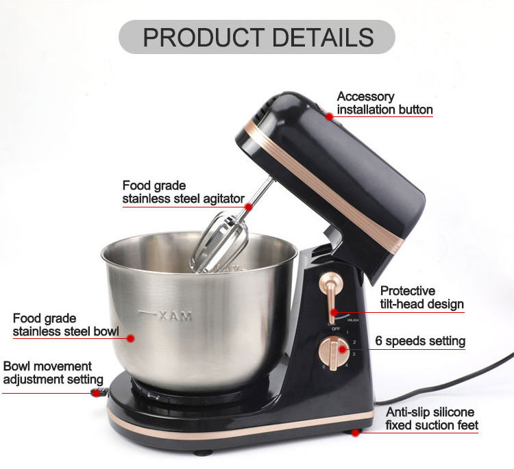 6-Speed Settings 3.5L Professional Planetary Kitchen Food Stand Dough Mixer