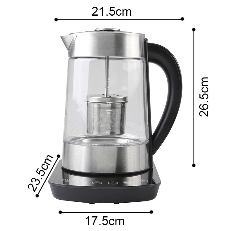 Variable Temperature Tea Kettle Electric Tea Maker Kettle with Infuser Temperature Control Electric Glass Digital OEM ODM 1500