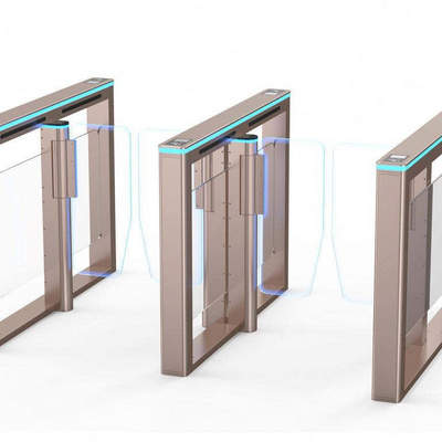 Gate flap barrier face recognition and thermal detection access control swing turnstile