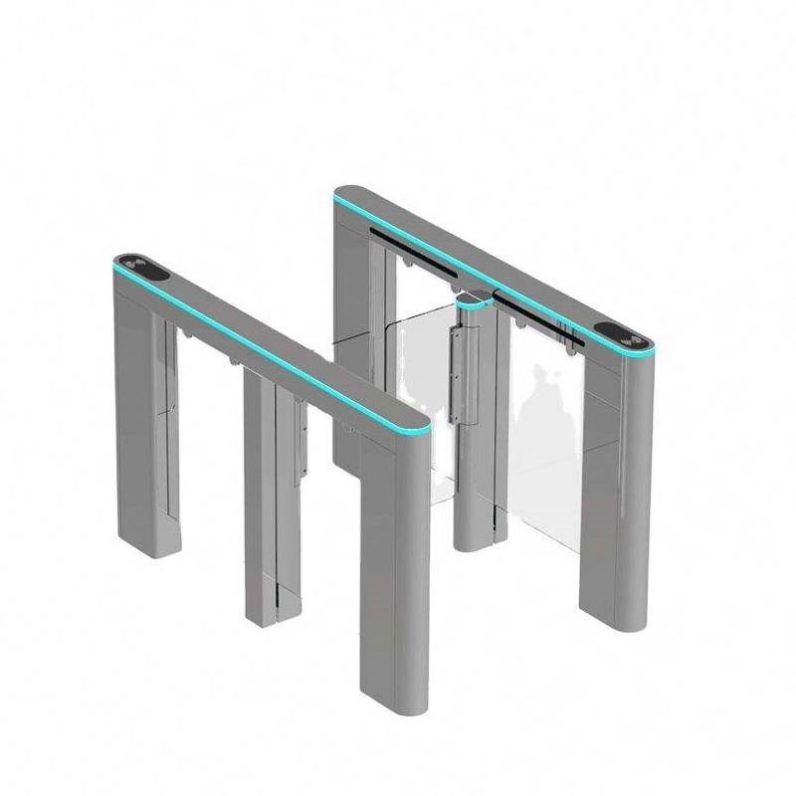 Gate flap barrier face recognition and thermal detection access control swing turnstile