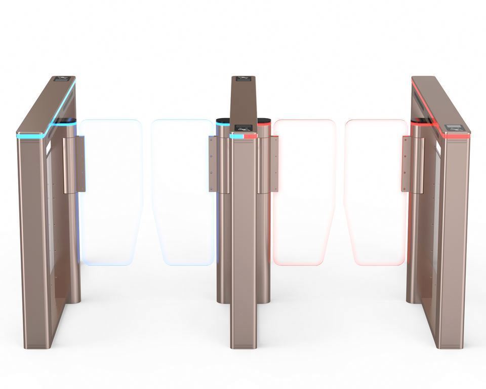 Gate flap barrier face recognition and thermal detection access control swing turnstile