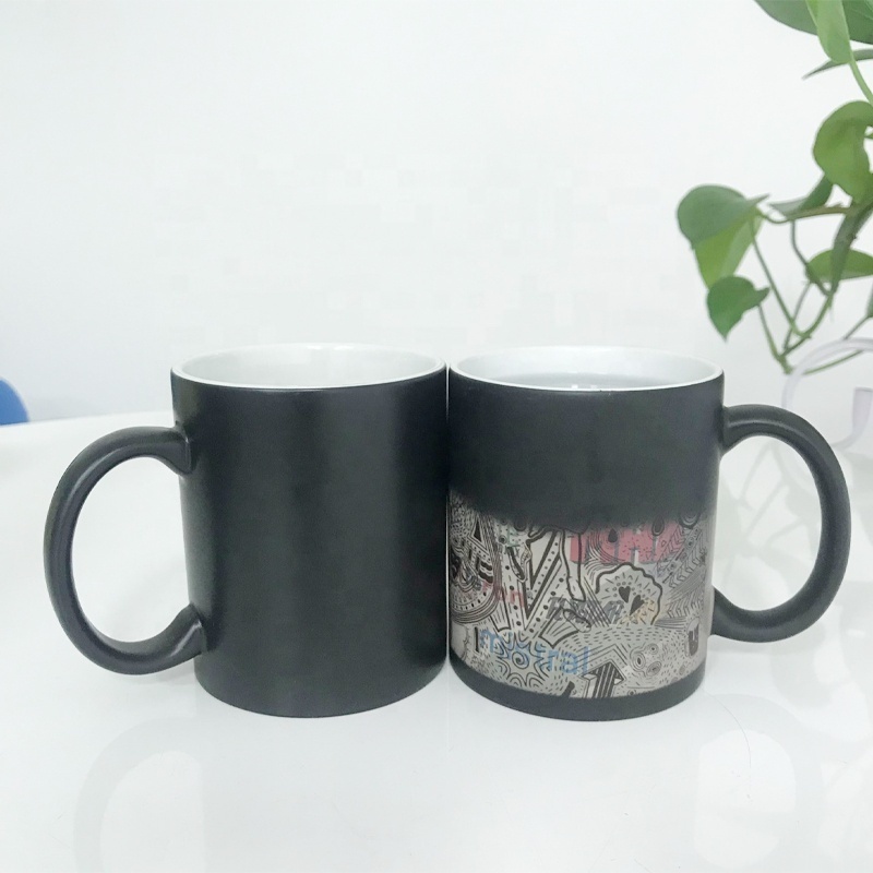 colour changing cups 11oz black sublimation blank cup custom design magic color changing ceramic coffee mug