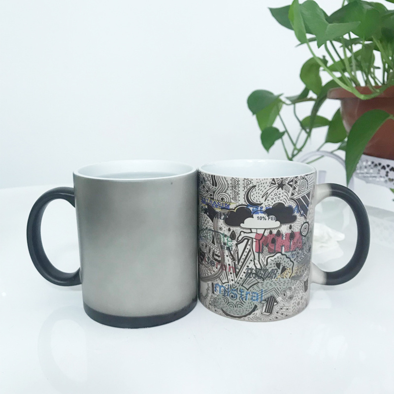 colour changing cups 11oz black sublimation blank cup custom design magic color changing ceramic coffee mug