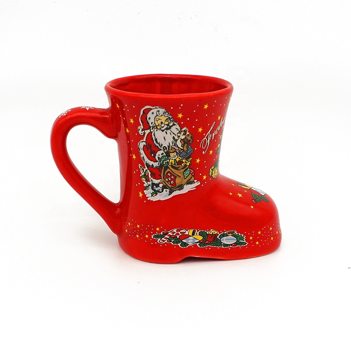 Promotional mugs gift set decoration cup custom 8oz 3D ceramic coffee milk Christmas boot mugs