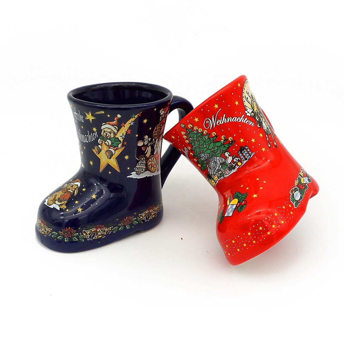 Promotional mugs gift set decoration cup custom 8oz 3D ceramic coffee milk Christmas boot mugs