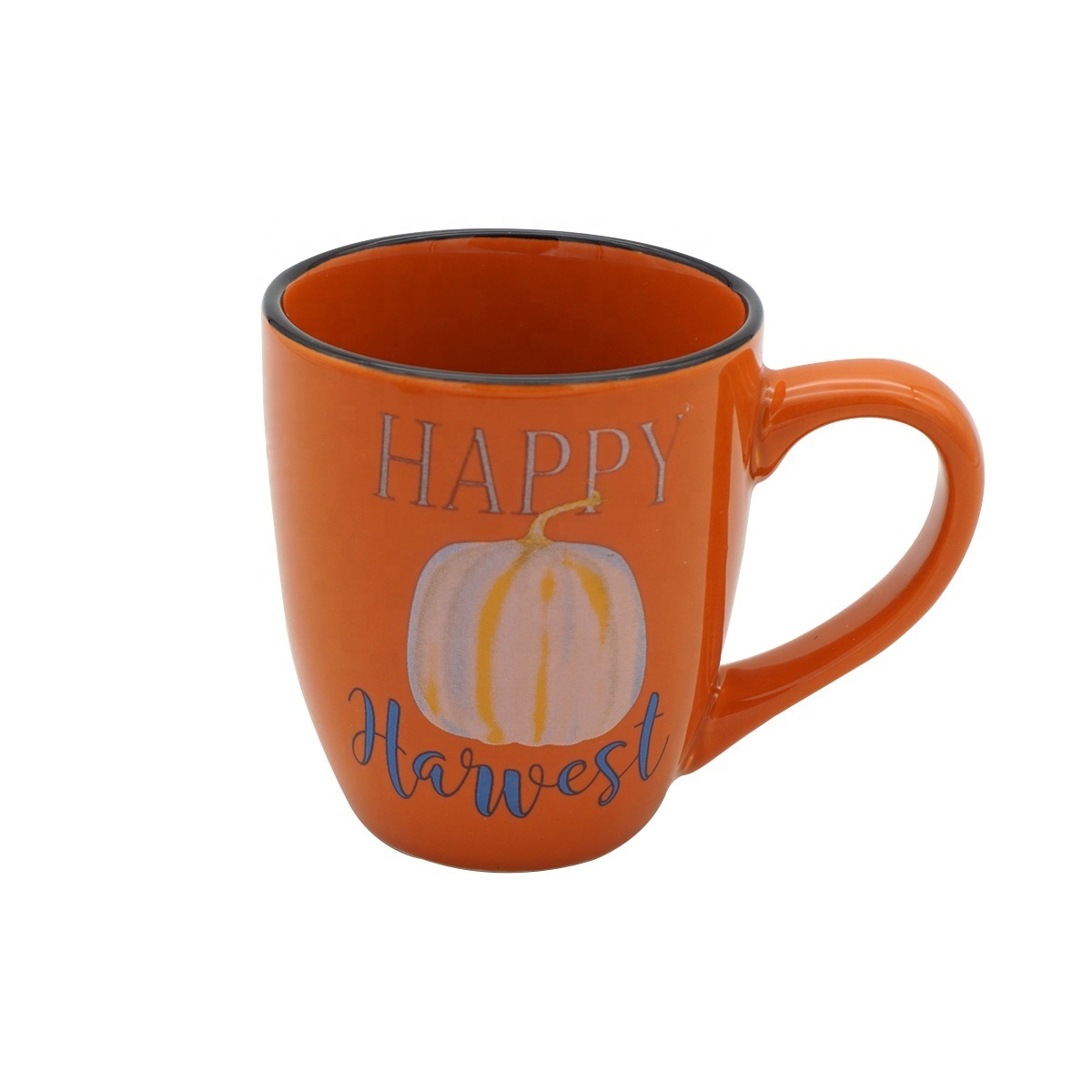 Wholesale 14 oz nordic couple farm pumpkin pattern halloween gift ceramic coffee mug