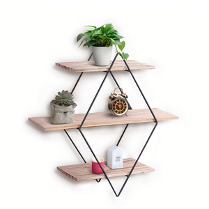 3 Tier Wall Decor Shelf Metal Wooden Rustic Decorative Hanging entryway  distressed  floating  shelves for wall