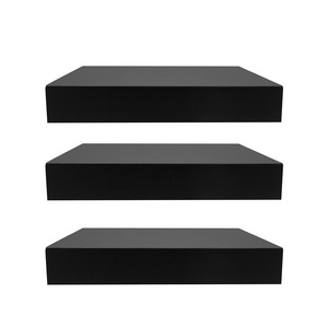 Craft Display Rack Storage decorative wooden wall shelves 3 tier floating shelves wall mounted black shelves for office wall