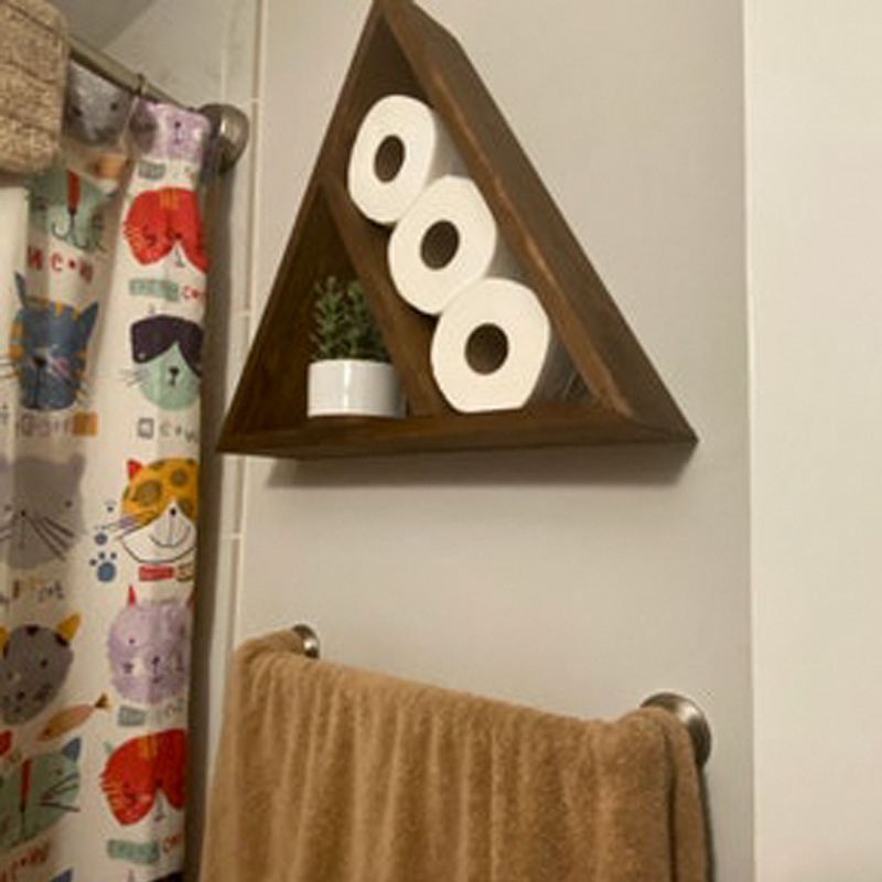 Hot sell Kitchen Bathroom wood floating mounted  wall hanging  rack shelves home decor display triangle wall shelf for entryway