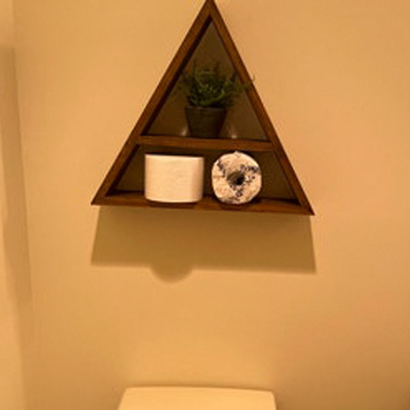 Hot sell Kitchen Bathroom wood floating mounted  wall hanging  rack shelves home decor display triangle wall shelf for entryway