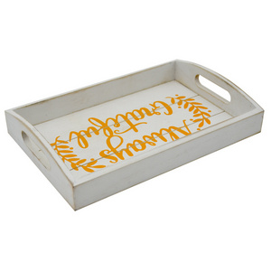 High quality stock custom rectangle large   food wooden tray handles