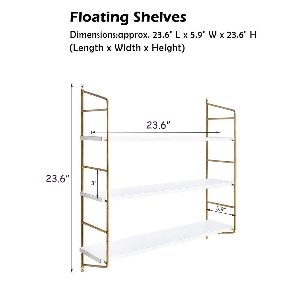 wholesale high quality removable folding stock iron metal MDF hanging wooden  3 tiers  hanging shelf organizer decorations