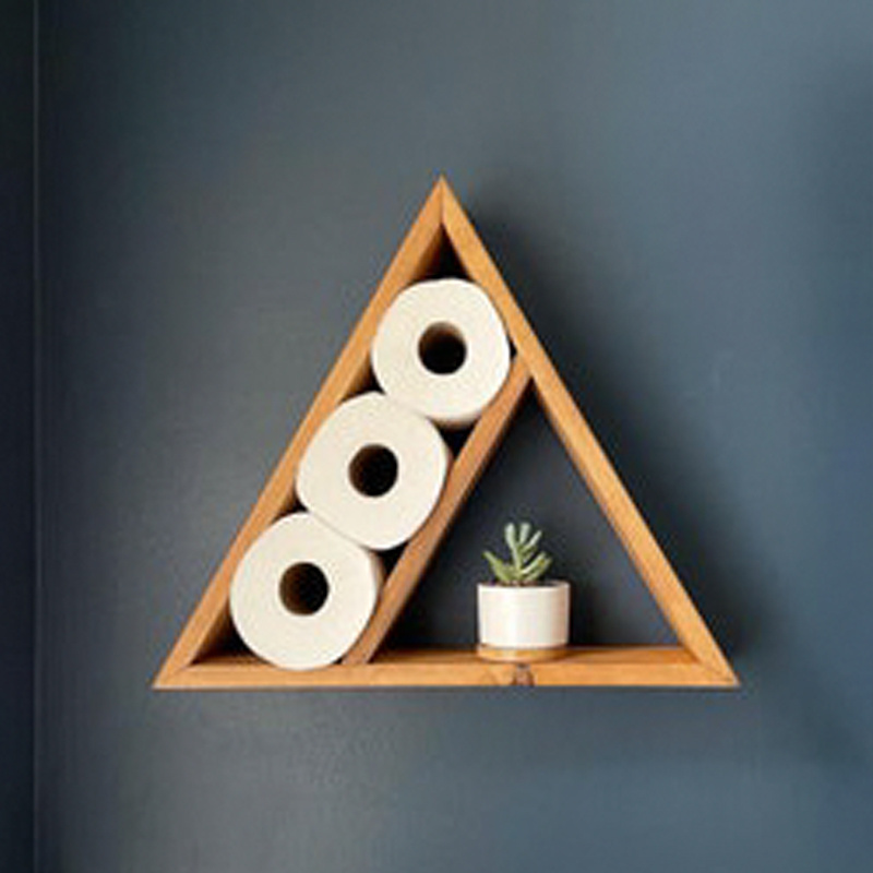 Hot sell Kitchen Bathroom wood floating mounted  wall hanging  rack shelves home decor display triangle wall shelf for entryway