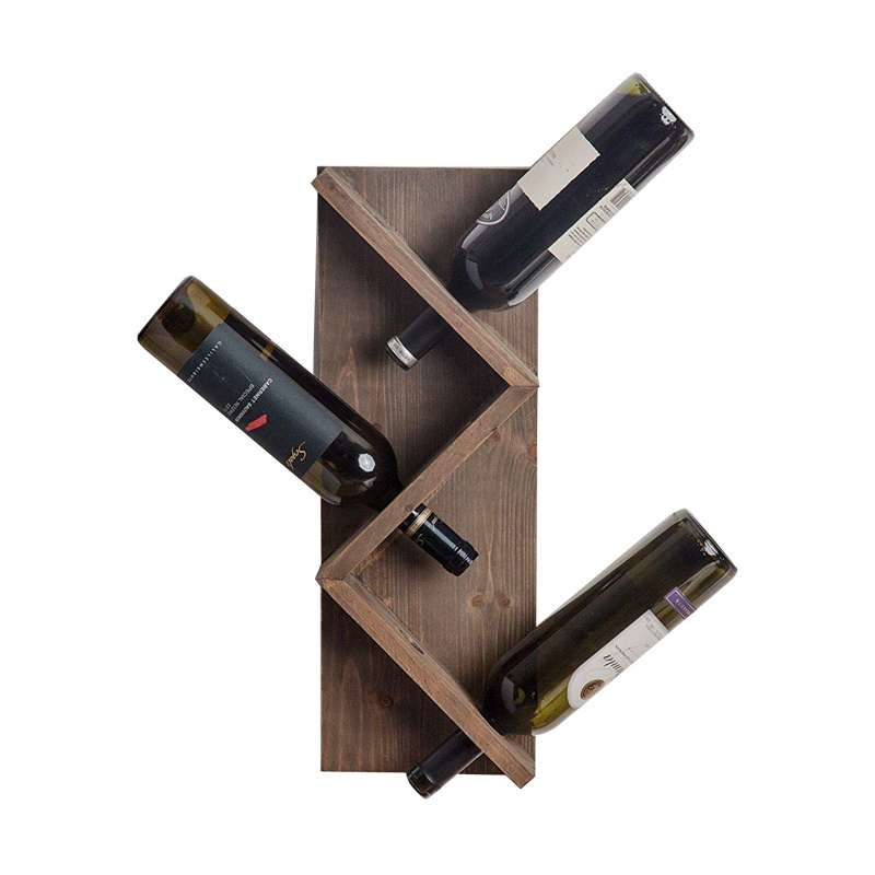 Wall Mounted Hanging Wine Rack Customized Logo Rectangle American Style Buckets, Coolers & Holders Sustainable Rustic Wood