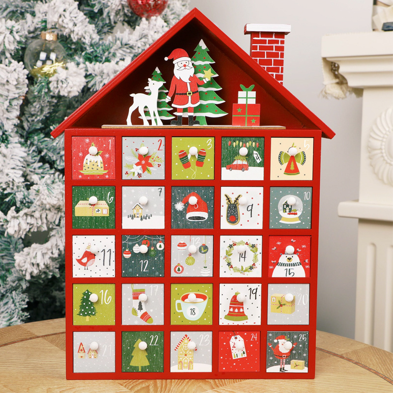 OMT Custom Luxury 12 Days cute christmas decorative wooden  advent calendar special