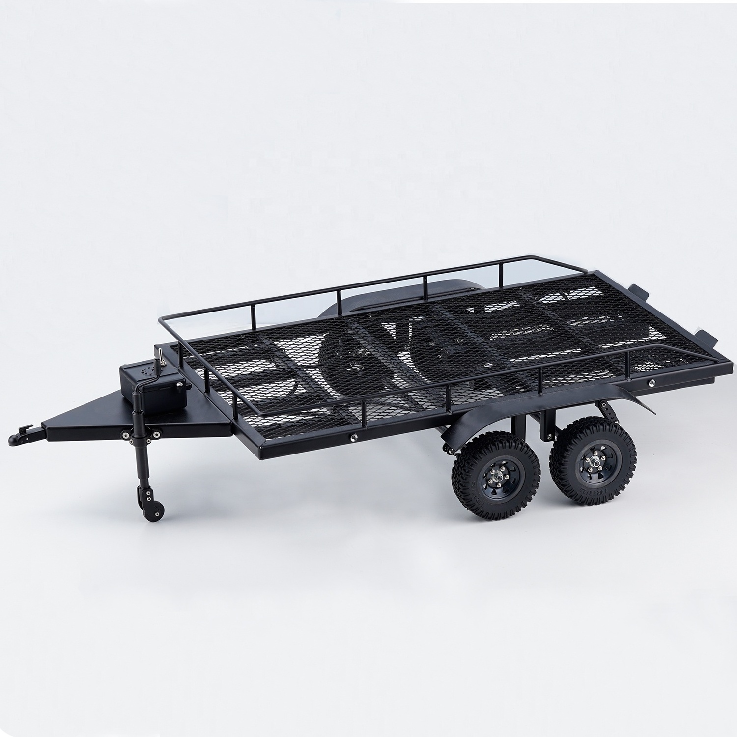 RC Metal Trailer with Four Tires for 1/10 RC Car Crawler Axial SCX10 90046 AXI03007 TRX-4 MST