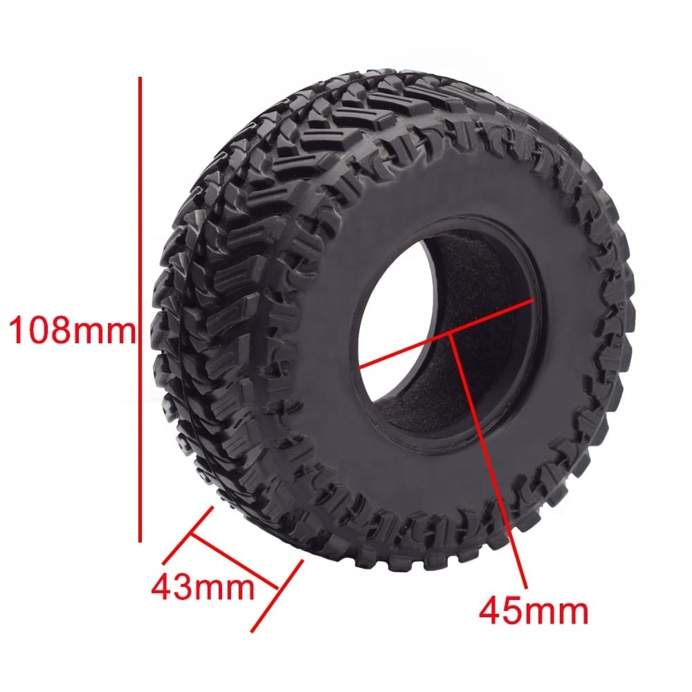 4PCS 108mm 1.9 Inch Rubber Rocks Wheel Tires for 1/10 RC Rock Crawler Axial SCX10 90047 D90 D110 TF2 TRX-4