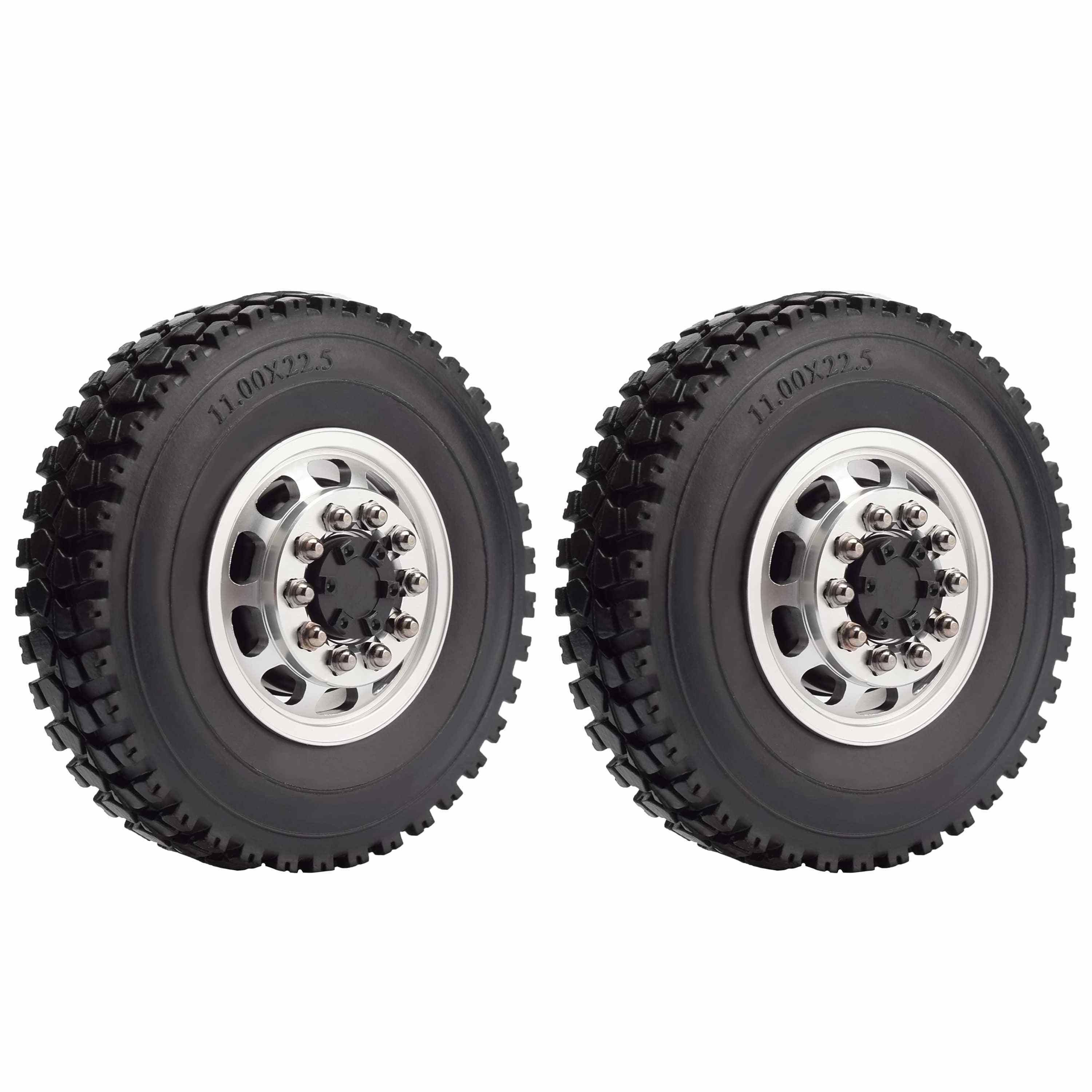 RC 1/14 Front&Rear Truck Rubber Wheel Tires with 10 Spokes Aluminum Rims For Tamiya Tractor SEMI Trailer