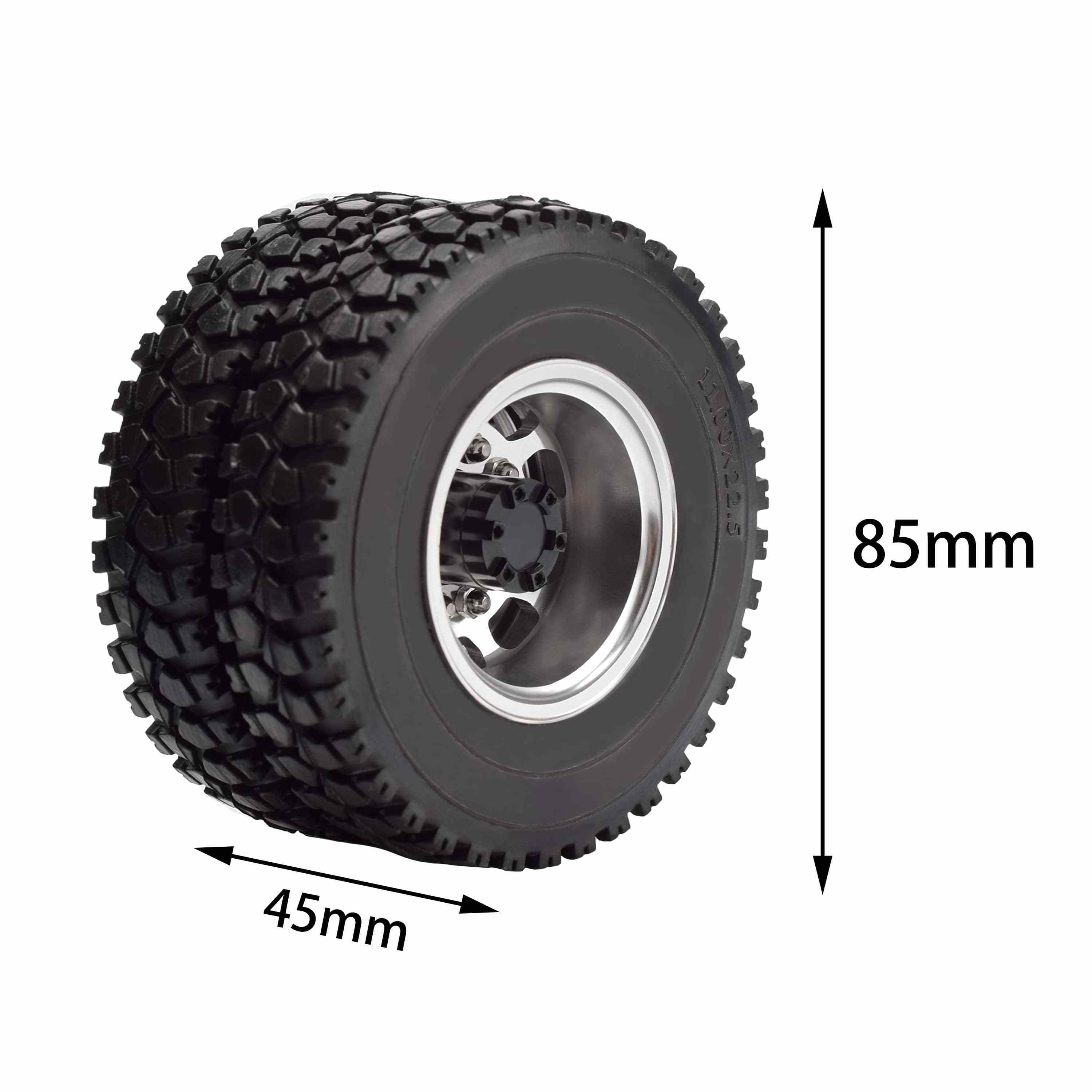 RC 1/14 Rear Truck Rubber Wheel Tires with 10 Spokes Aluminum Rims For Tamiya Tractor SEMI Trailer