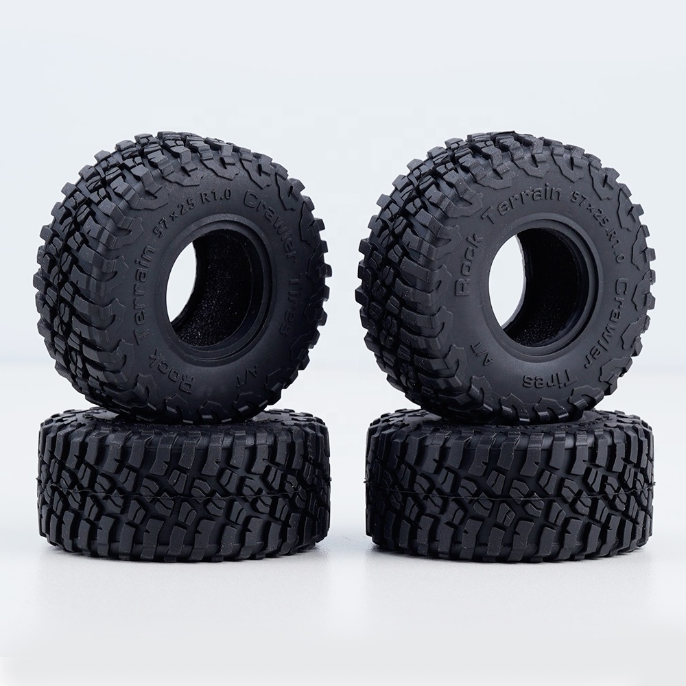 1.0 Inch High Adhesive Crawler Rubber Tires w/ Foam Inserts for 1/18 RC Crawler Car TRX4M