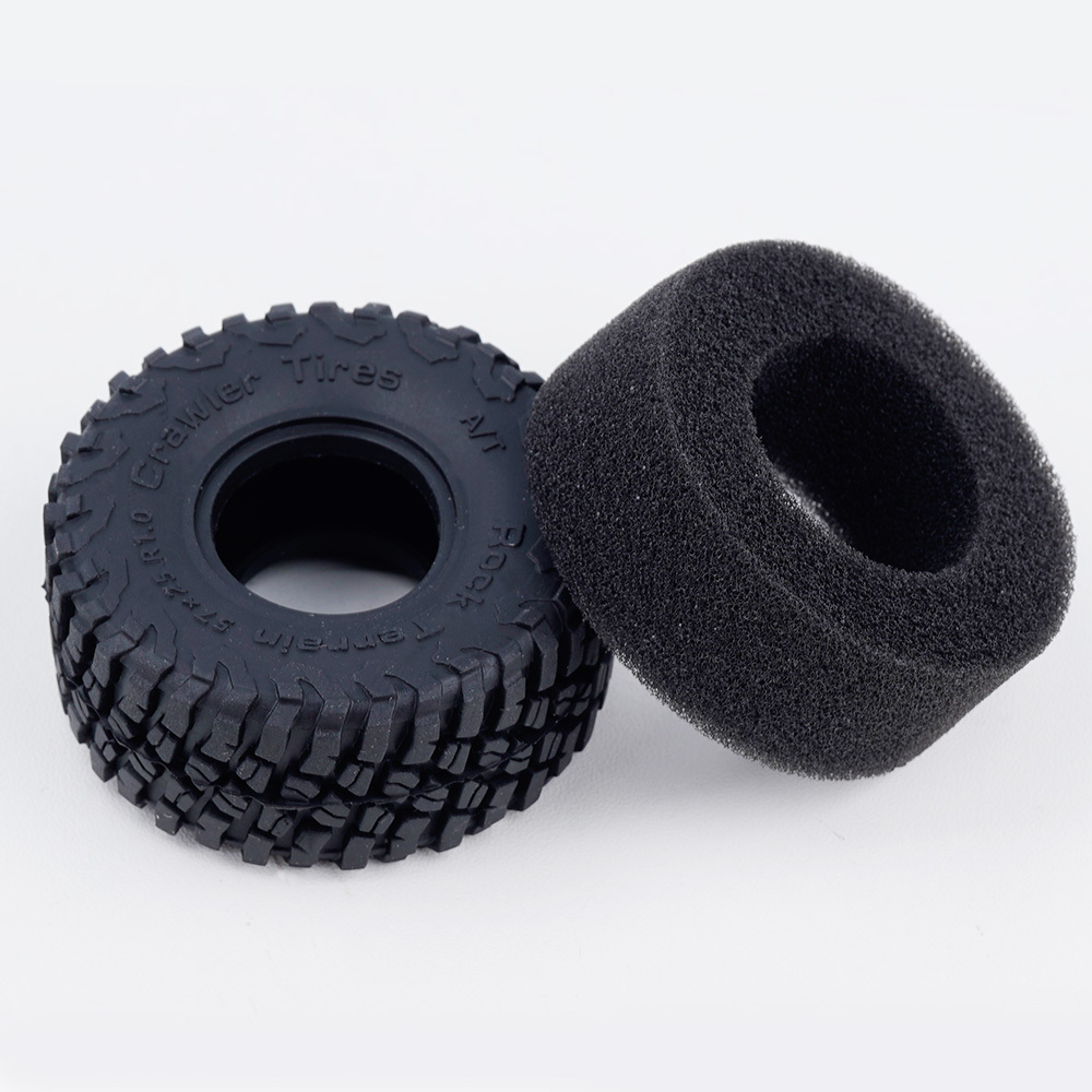 1.0 Inch High Adhesive Crawler Rubber Tires w/ Foam Inserts for 1/18 RC Crawler Car TRX4M