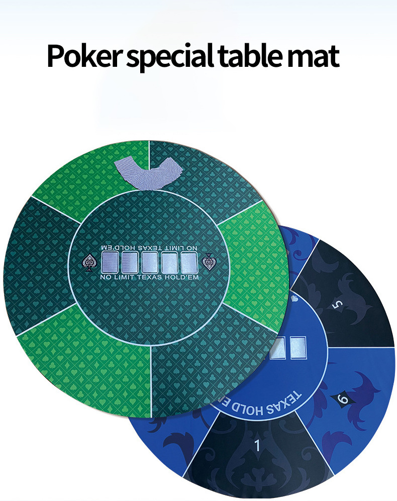 2024 LW New Design Rubber Gambling Poker Round Table Mat Casino Tablecloth Texas Hold'em Round Table Mat